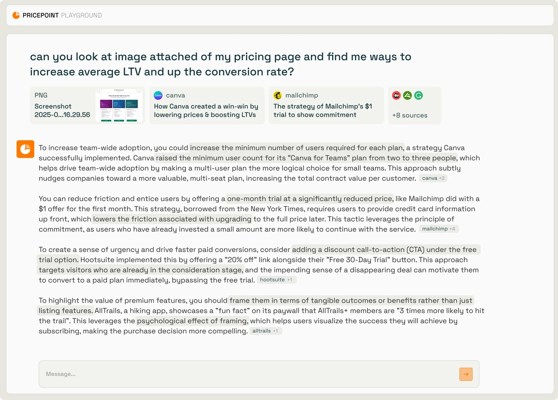 Pricepoint Client Chatbot Interface